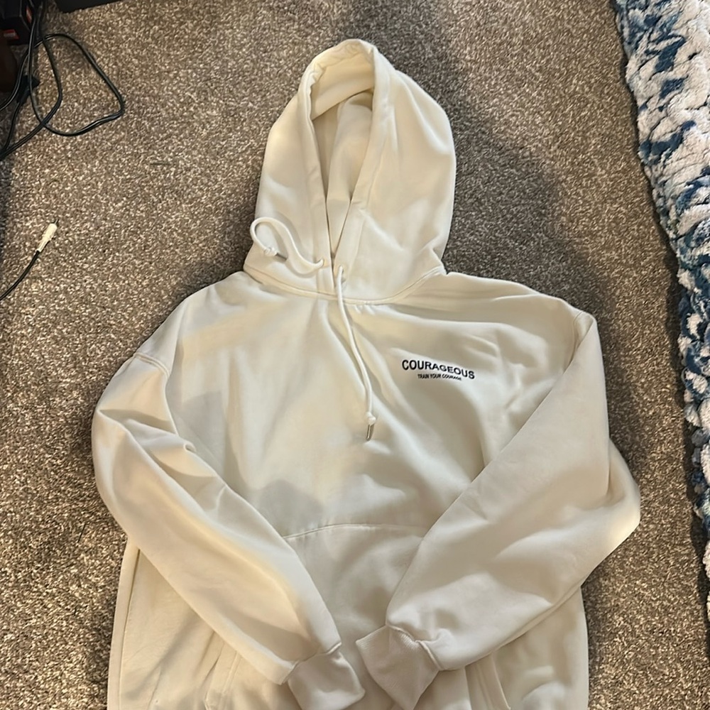 White amazon “courageous” hoodie